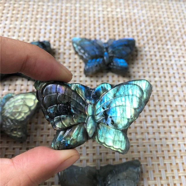 New arrivals crystals healing stones carved natural quartz crystal Labradorite butterfly for Spiritual healing