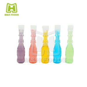 New Coke Bottle Design Five Fruit Flavor Liquid Jelly Candy witb Toy in Bottles