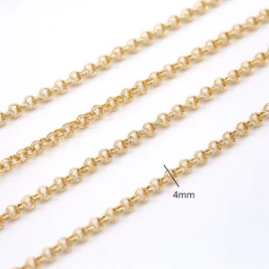 New Design 14K Gold Plated Textured Shape Link Brass Chain for Necklace Bracelet Making