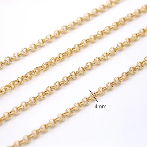 New Design 14K Gold Plated Textured Shape Link Brass Chain for Necklace Bracelet Making
