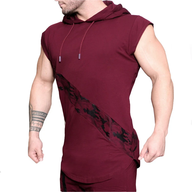 New design good quality bodybuilding suitable custom sports apparel gym sleeveless cotton hoodie