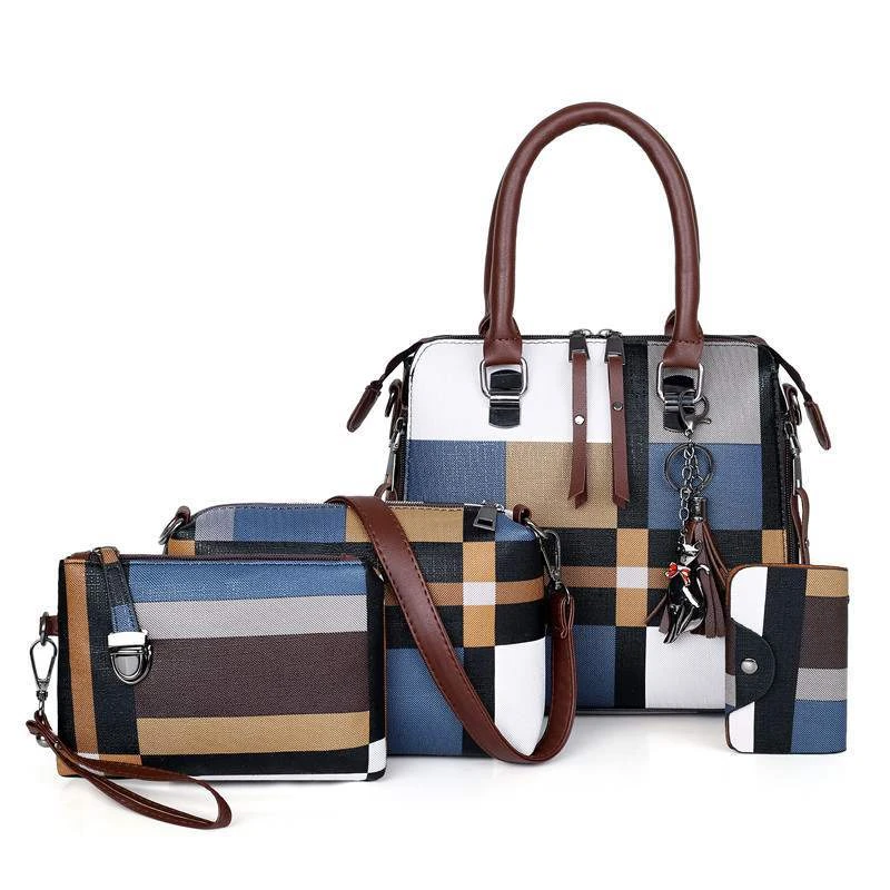 New design hot sale 4 pieces set lady hand bag fashion pu leather woman handbags sets