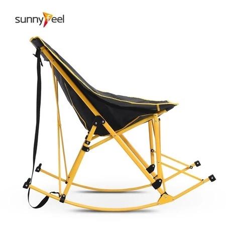 New Design Luxury Comfortable Swing Beach Chair Padded Rocking Camping Folding Chair With Armrest