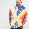 New design Super Oversized T-Shirt With Roll Sleeve And Bright Tie Dye Wash