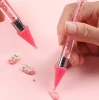 New Double Use Nail Art Wax Picker Pen Rhinestones Handle Nail Dotting Tools with Hole Clear Offer Orange Blue