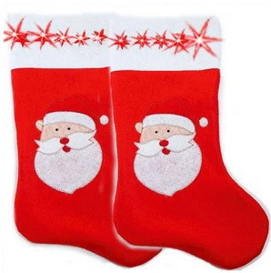 New fashion hot China supplier eco friendly wool Santa claus decor 2018 Christmas stocking socks ornaments bulk buy for sale