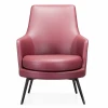 New modern high back sitting matel leg red leather upolstery living room furniture side leisure chairs