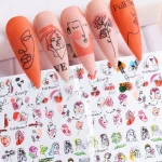 New Nail Stickers INS Styles Abstract Character Series Geometric Simple Lines Facial Nail Foils