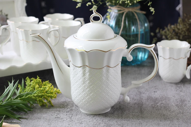New Product Elegant Luxury Household Coffee Tea Drinkware Ceramic Cup Set With Teapot