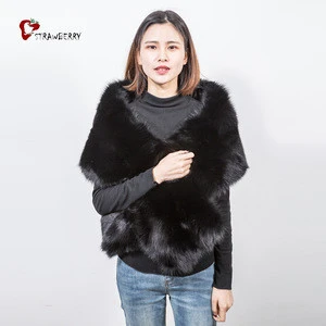 New Products 2018 Real Shawl with Fur Fox Fur Shawl