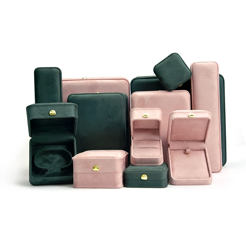 New stlye multifunctional suede jewelry box green jewelry packaging box