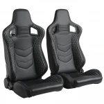 New Style Black PVC Leather Gray Stitch Racing Boat Seats Bracket With Double Rails Race Car Seats JBR1082