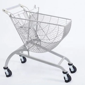 New style round basket metal shopping cart / trolley with wheels  for daily life