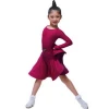 newest autumn long sleeves latin dance dress competition costume for Girls Training+Dancewear