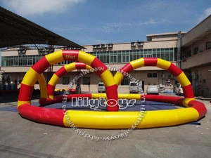 Newest design round shape pvc CE passed pvc type inflatable race track for kids