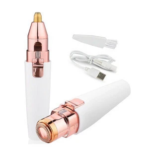 Newly designed USB rechargeable electric brows hair removal shaver 2 in 1 pen type electric eyebrow trimmer