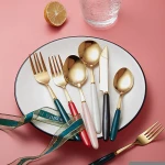 Nordic Light Luxury Ceramic Stainless Steel Knife Fork Spoon Western Dinnerware Set