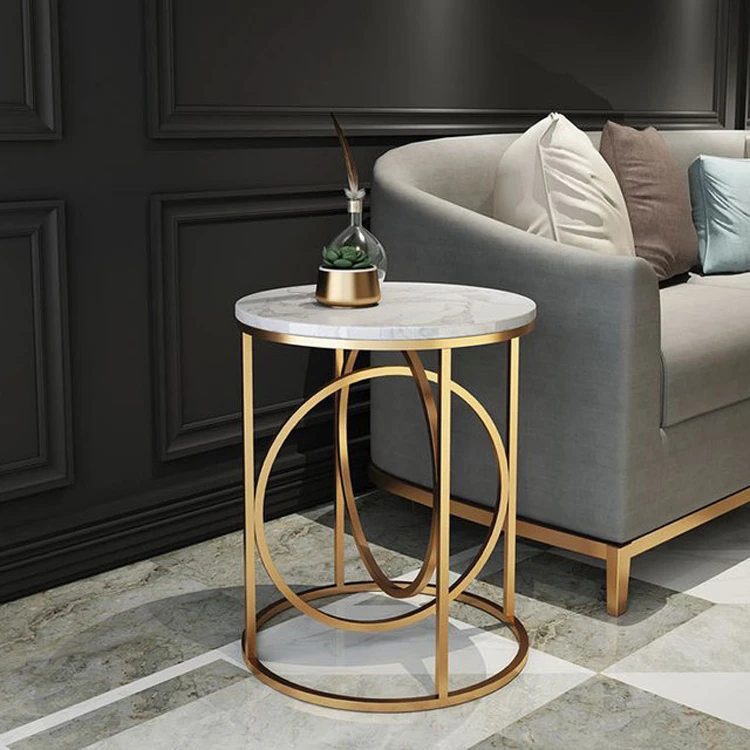 Nordic modern minimalist style luxury iron frame marble desktop coffee table small sofa coffee table
