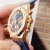 Import Oak gold thin case blue grid dial Genuine Leather Band Japan imported quartz movement business watch from China