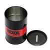 Odm oem design oil drum cheap round money saving coin bank tin box