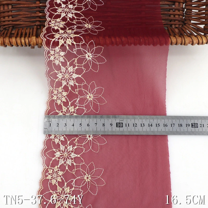 OEM 16.5cm nylon tulle embroidery fabric lace dress fabric flower lace