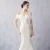 Import Off shoulder ruffles bodycon mermaid trumpet satin wedding dress bridal gown from China