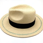 Outdoor Unisex Spring Summer Breathable Sun Straw Braid Floppy Fedora Straw Hats With Webbing trim