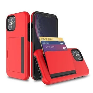 PC TPU  Case For iPhone 12 with Card Slot Shockproof Armour Phone Case Hybrid Back Cover For New iPhone 12 Pro Max