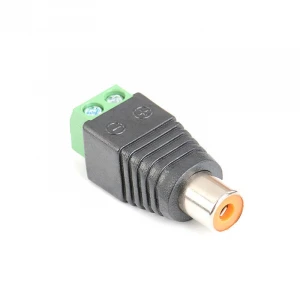 Phono RCA Female Plug to DC 2pin Screw Terminal Block connector Audio Video AV solderless Adapter for CCTV