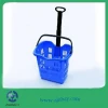 plastic supermarket trolley shopping basket with wheels