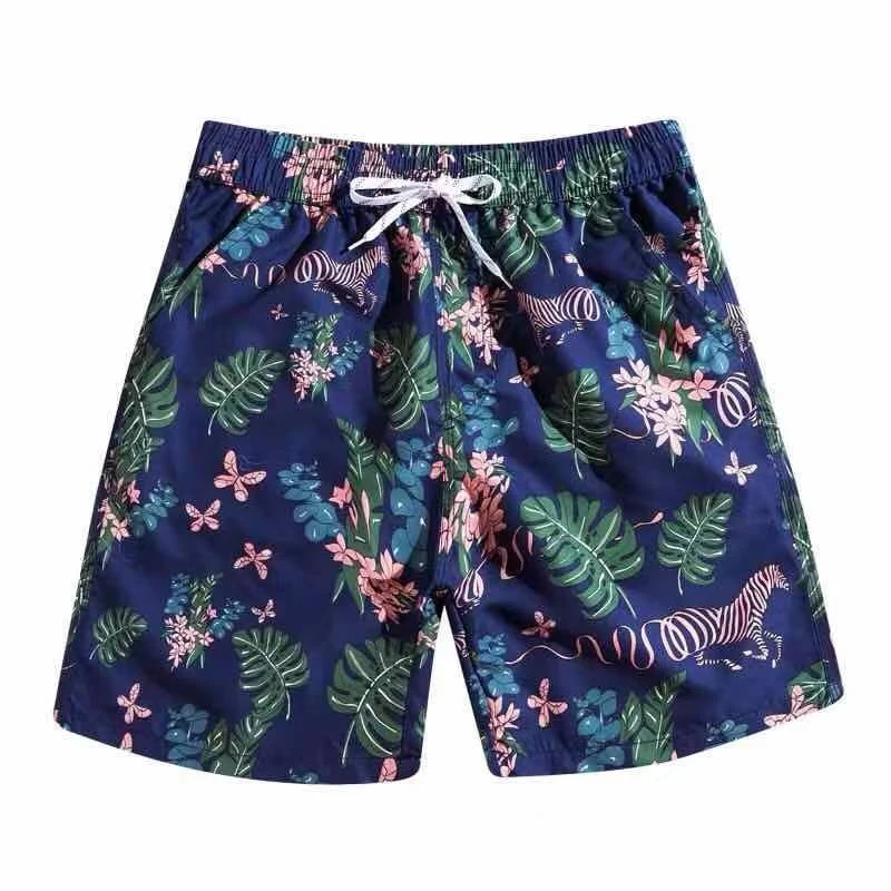 Polyester/Spandex Mens Printed Shorts , Holiday Beach Shorts Men + swimming short