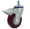 Polyurethane 3inch  caster  wheel with Annular Ball Bearing braked castor