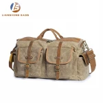 Popular mens gym sport travel canvas leather duffel luggage duffle bag for traveling