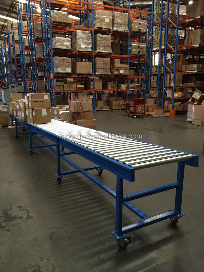 Portable Gravity Unloading Unpowered Roller Conveyor, galvanized or stainless steel or PVC rollers