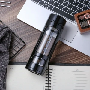 Premium Portable Glass Water Bottle with silicone sleeve and Cap