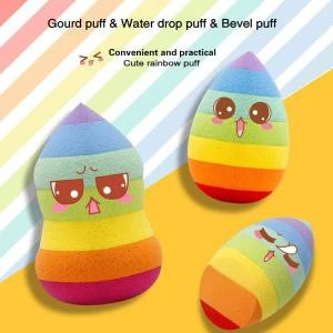 Professional Factory Made Private Laser Custom Logo Latex Free Washable Rainbow Makeup Sponge