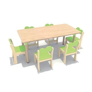 Qiaoqiao oak rectangle table chair set kids wooden table chairs child care center furniture