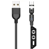 Quick  3 in 1 Magnetic Fast Charging USB Cable Charger Nylon Braided Cable Magnetic LED Charging Cable