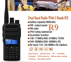 Radtel R9 Dual Band Two Way Radio Air Band Transceiver Walkie Talkie