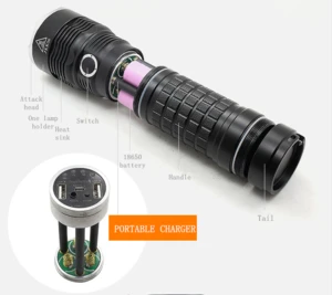Rechargeable 18650 High Power XHP70 LED Strong Light Flashlight for Outdoor Camping