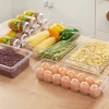 Rectangle transparent freshness stackable refrigerator fruit vegetables storage box