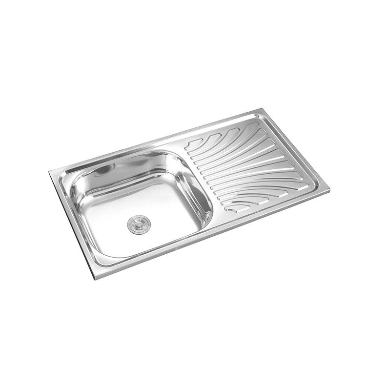 Rectangular shape single bowl with flat drainboard 201 stainless steel kitchen sinks