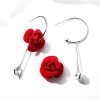 Red Flower Drop Earrings