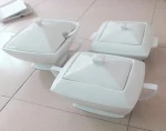 Restaurant square shape soup Tureen ceramic pot hotel top grade stock tureen