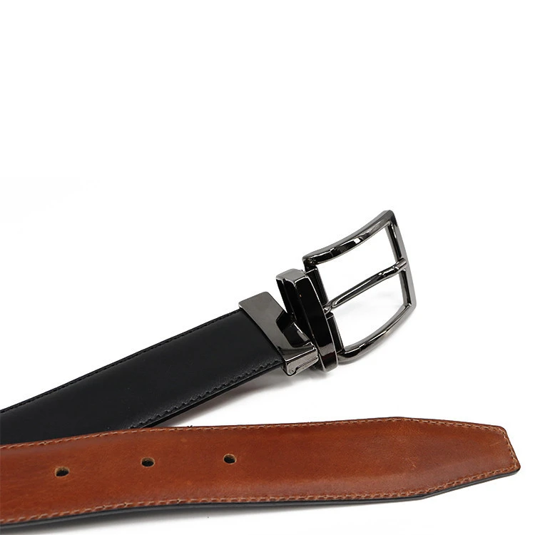 reversible genuine cow leather belts for men adjustable pin buckle belt for mens