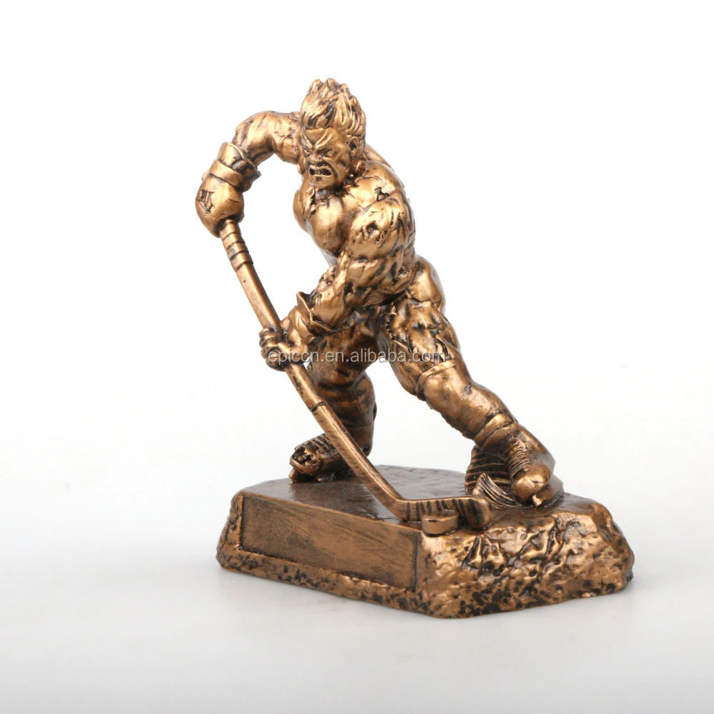 Ripped man resin figurine Ice Hockey Trophy souvenir hockey stick