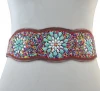 Rustic Colors Hand-made Inlay Calaite Wide Waist Elastic Stretchy Womens Beaded Belt