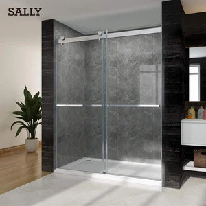 SALLY Double Sliding Glass Shower Door Factory CUPC Tempered Bath Glass Frameless Bathroom Wholesale Price 2 Towel Bars