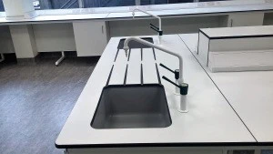 School chemistry/physical  laboratory furniture work bench with sinks