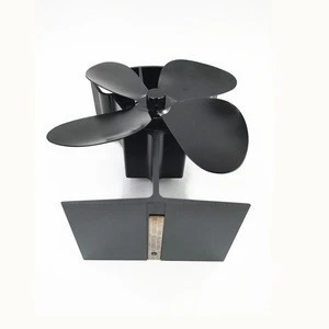 Self-Powered 4 Blades Heat Powered Eco Stove Fan Aluminum Black Burning/Cost Efficiency To 33%